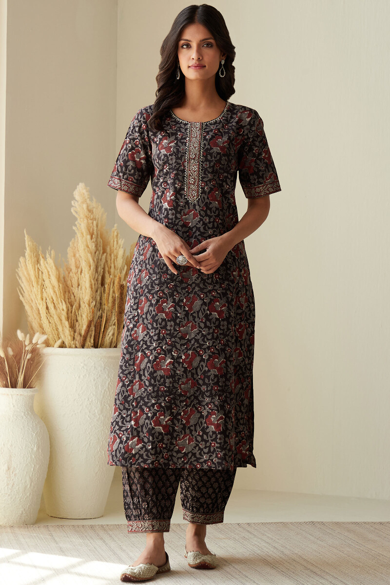 Bagru Hand Block-Printed Straight Cotton Kurta