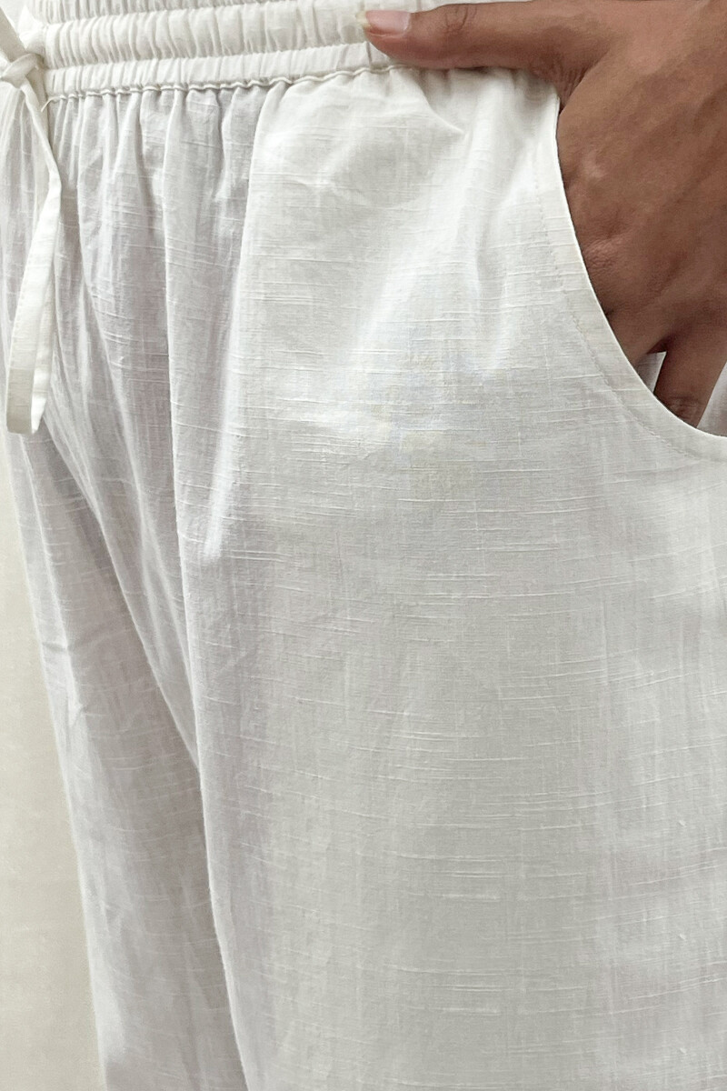 White Handcrafted Handloom Cotton Pants
