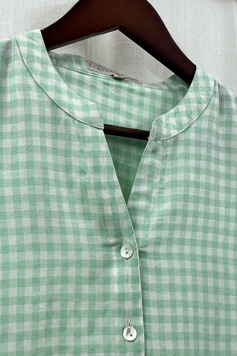 Green Handcrafted Handloom Cotton Top