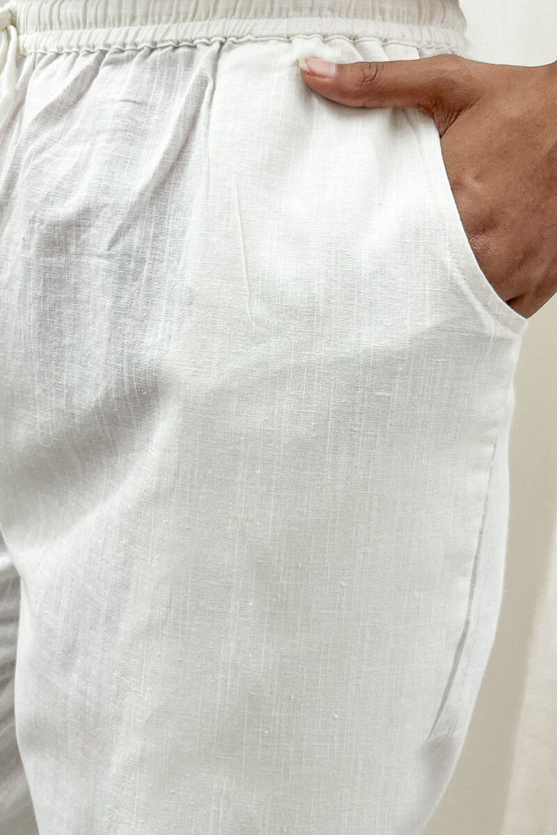 White Handcrafted Handloom Cotton Pants