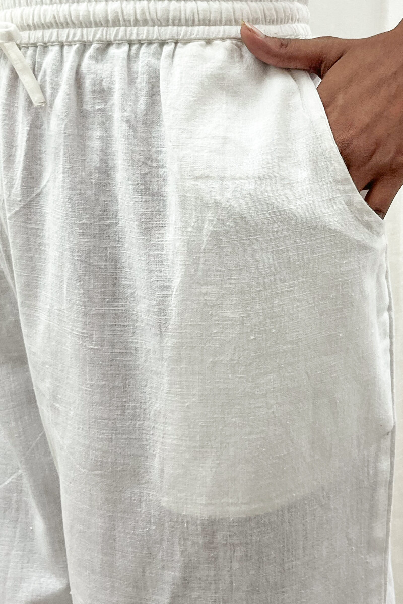 White Handcrafted Handloom Cotton Pants