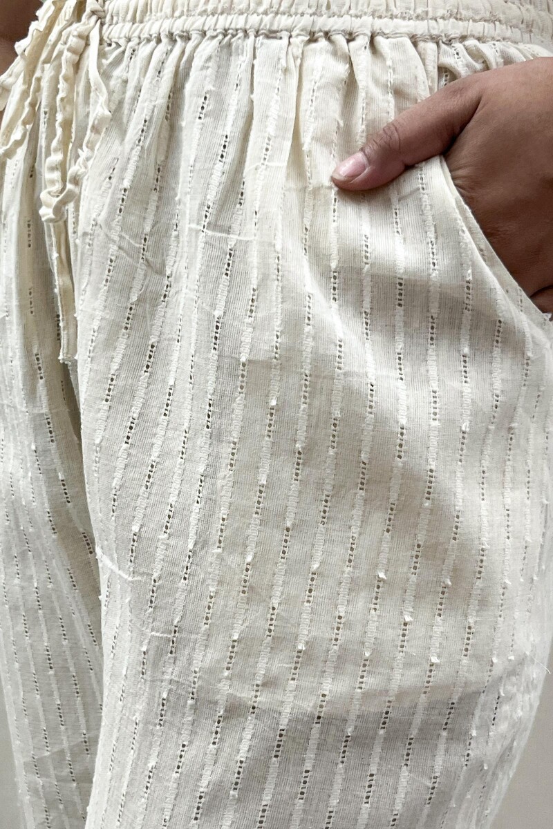 Cream Handcrafted Handloom Cotton Pants