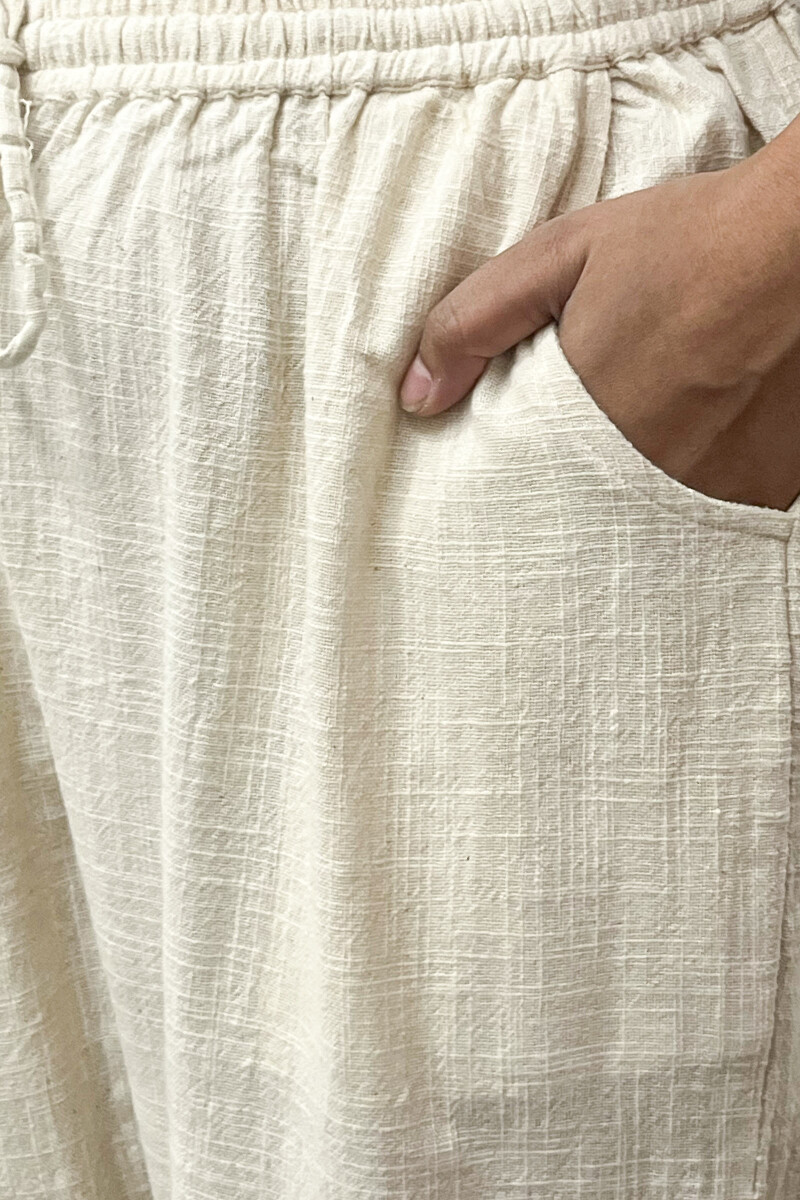 Cream Handcrafted Handloom Cotton Pants