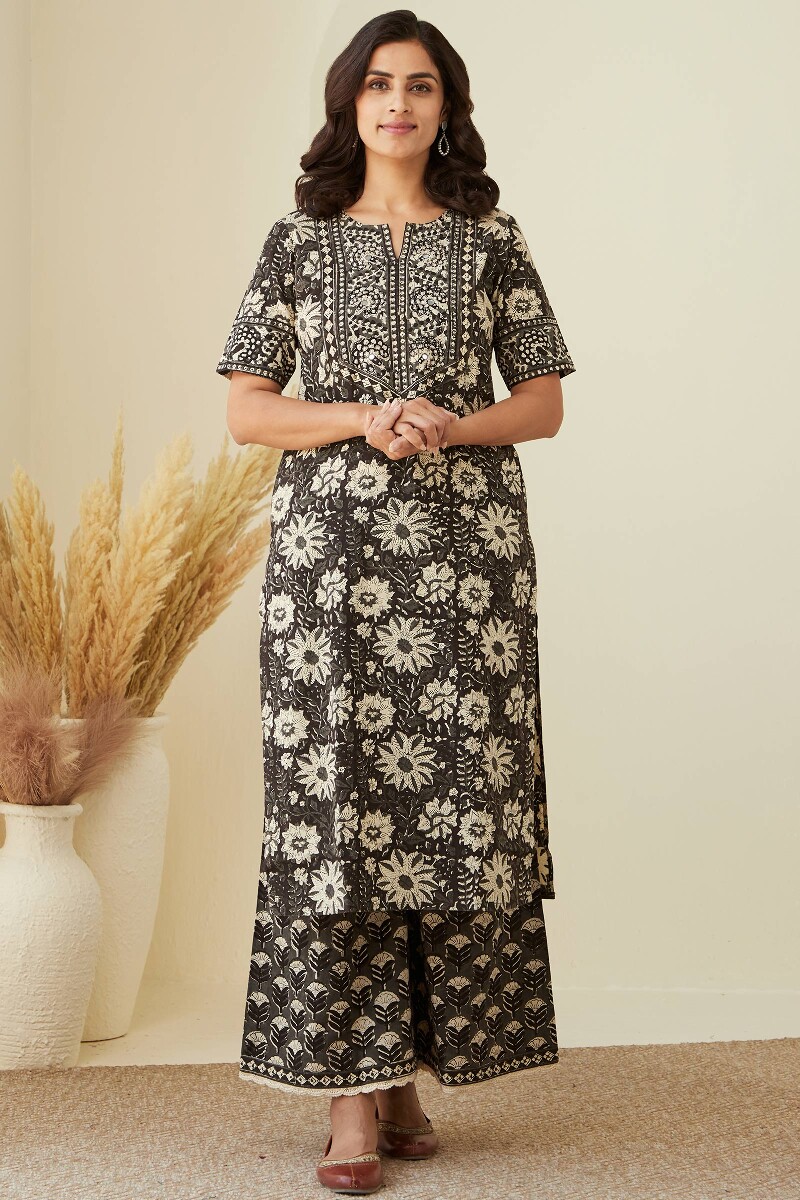 Bagru Hand Block-Printed Straight Cotton Kurta