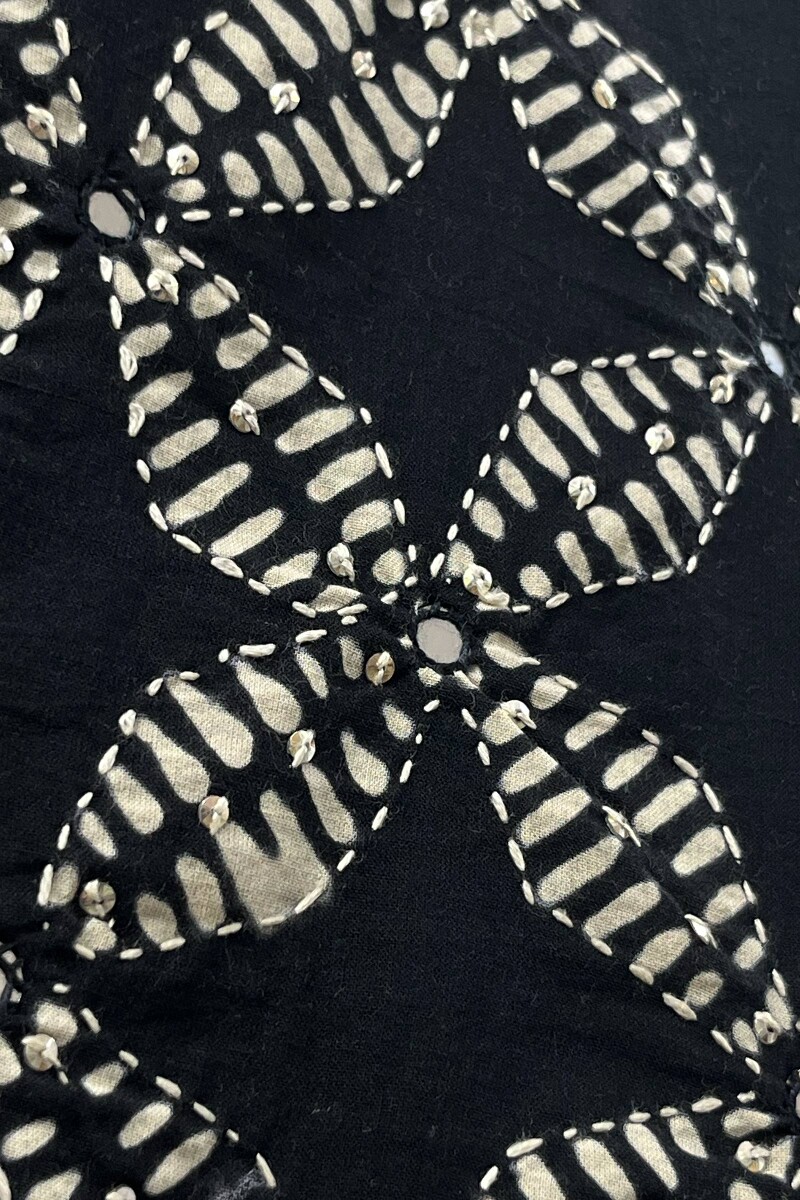 Black Hand Block-Printed Straight Cotton Kurta