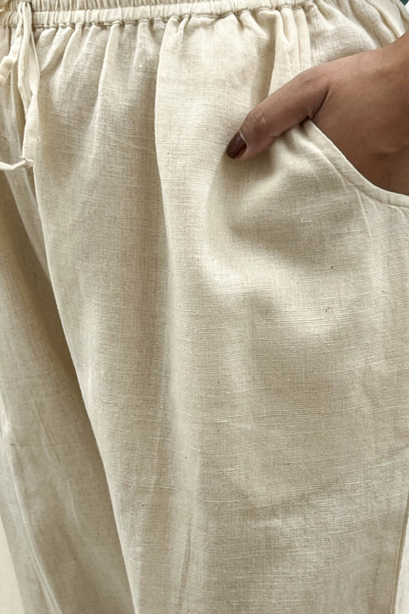 Cream Handcrafted Handloom Cotton Pants