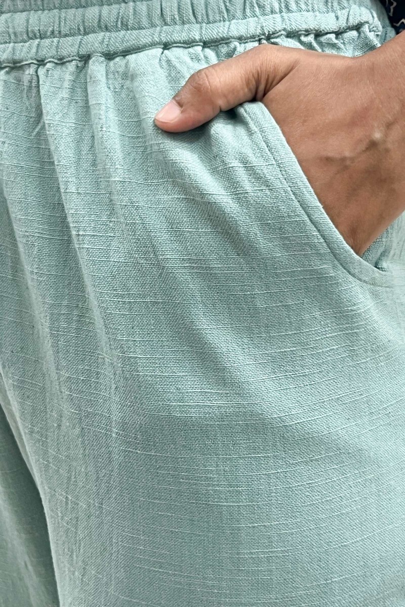 Teal Handcrafted Handloom Cotton Pants