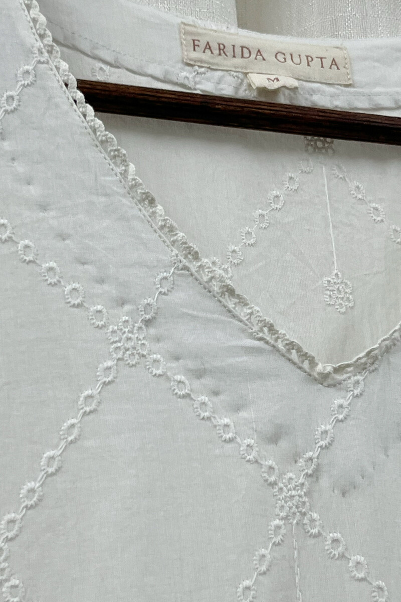 White Handcrafted Straight Cotton Kurta