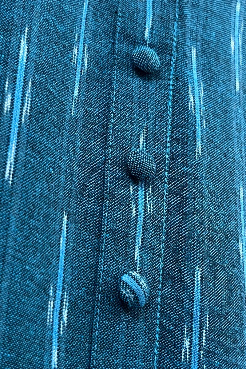 Blue Handcrafted Straight Handloom Cotton Kurta
