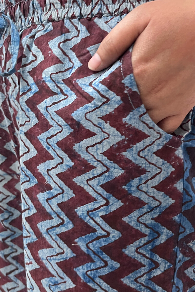 Blue Hand Block-Printed Cotton Farsi