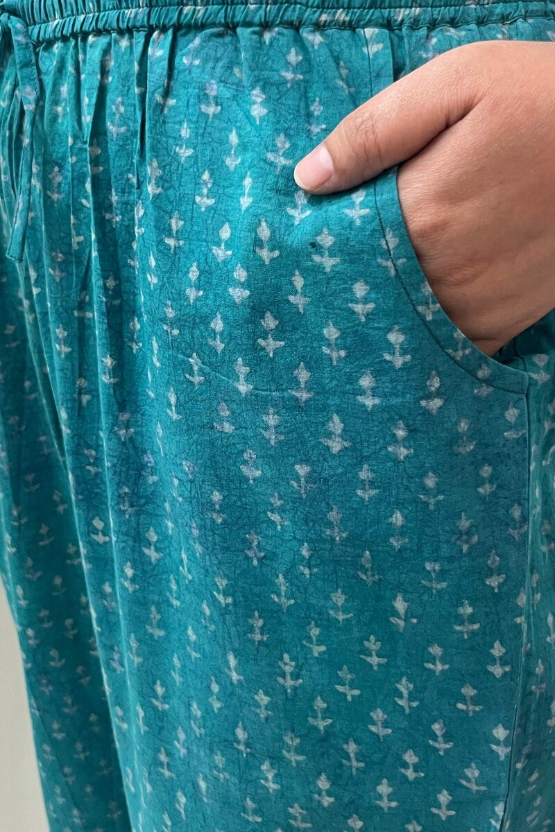 Akola Hand Block-Printed Cotton Narrow Pants