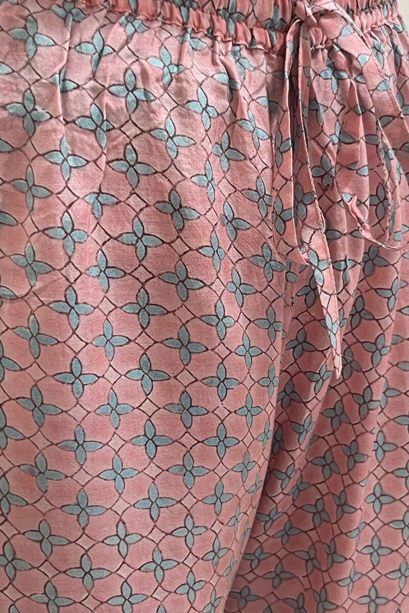 Pink Hand Block-Printed Modal Izhaar Pants
