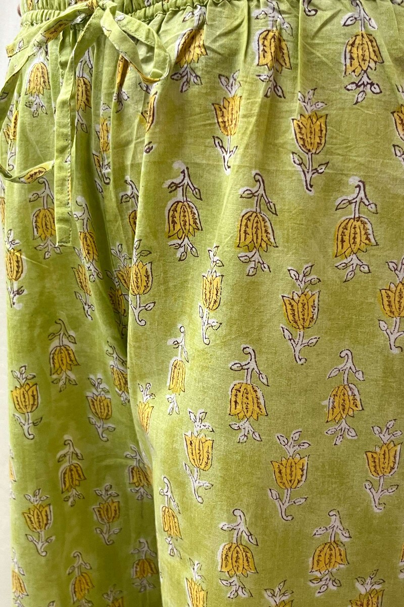 Green Hand Block-Printed Cotton Farsi