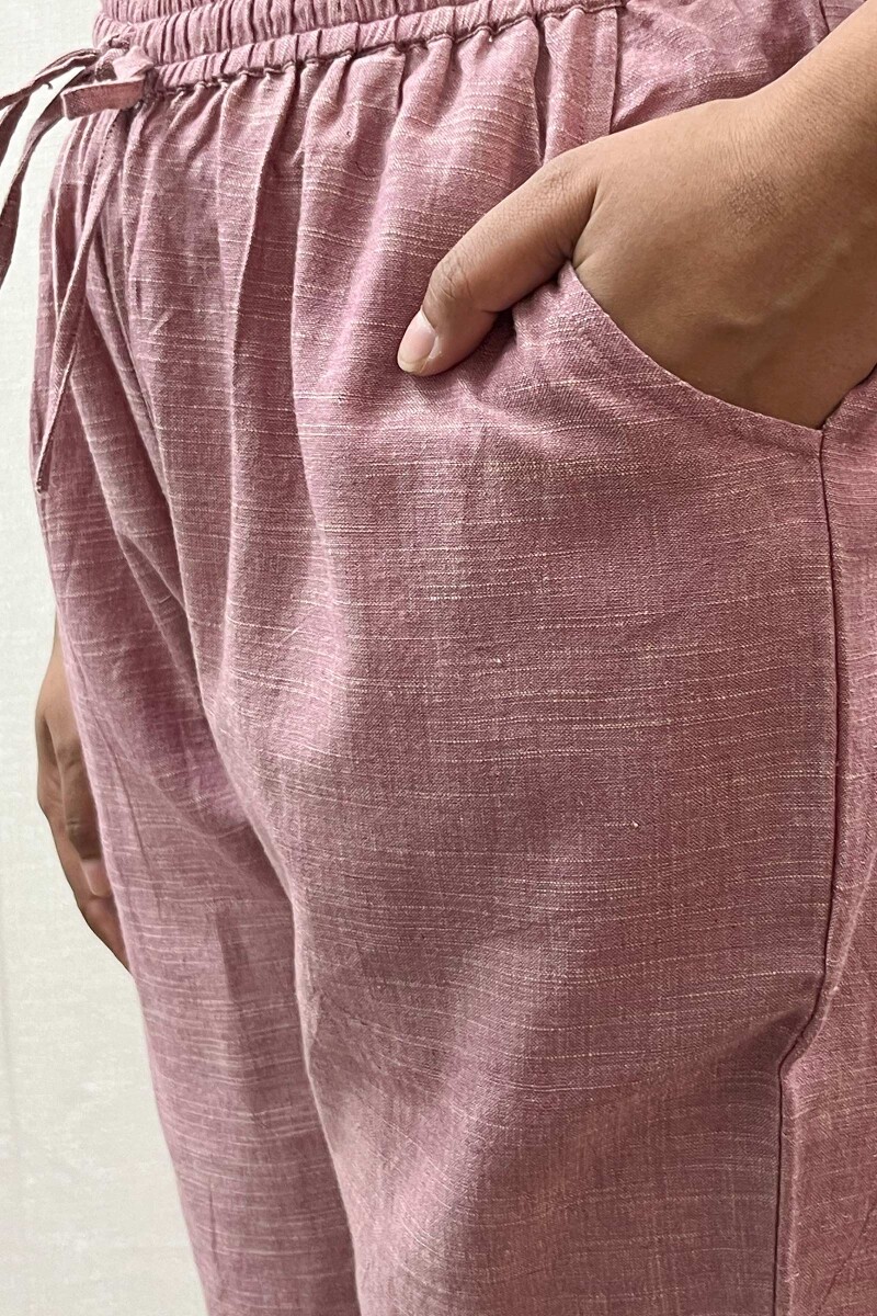 Peach Handcrafted Handloom Cotton Pants