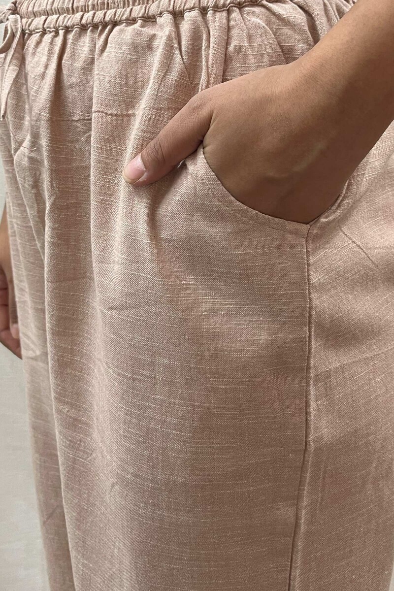 Beige Handcrafted Handloom Cotton Pants