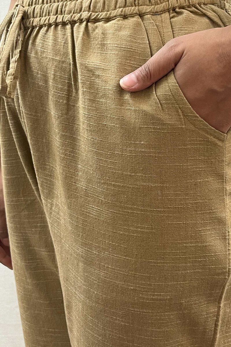 Khaki Handcrafted Handloom Cotton Pants