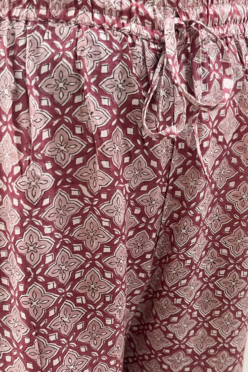 Pink Hand Block-Printed Modal Farsi