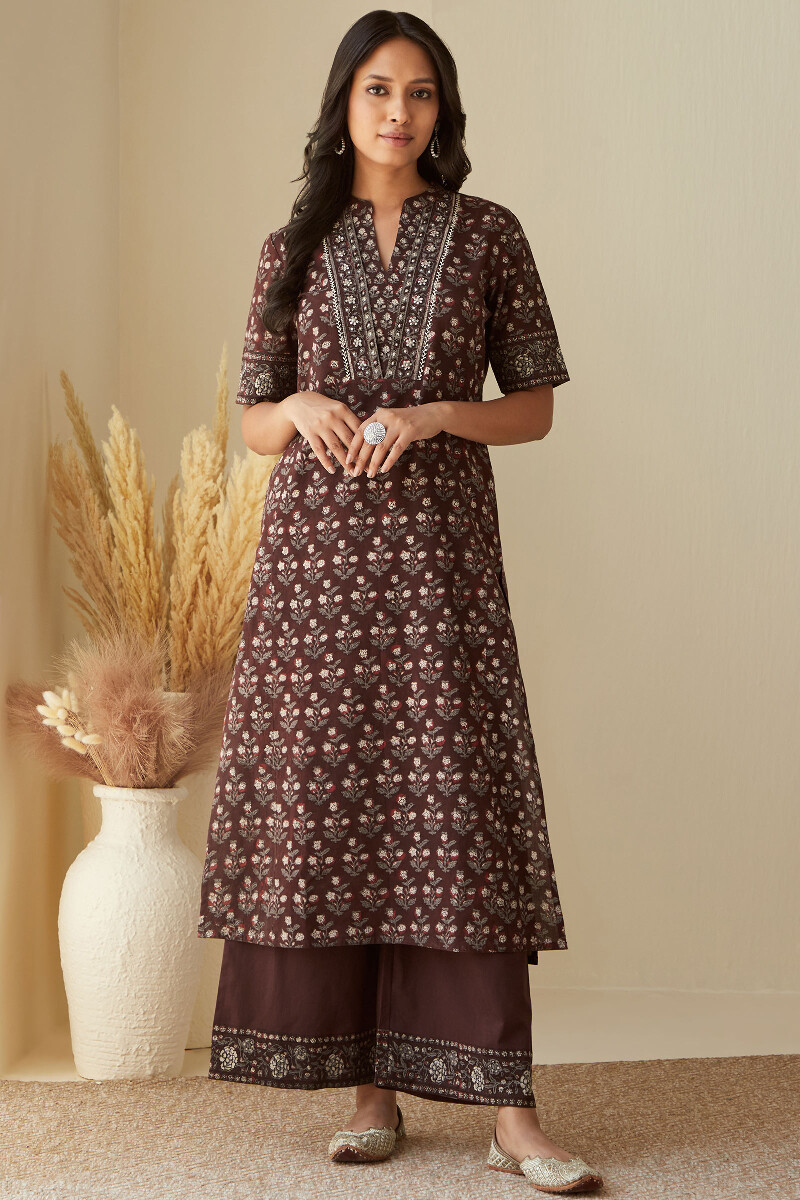 Bagru Hand Block-Printed Straight Cotton Kurta