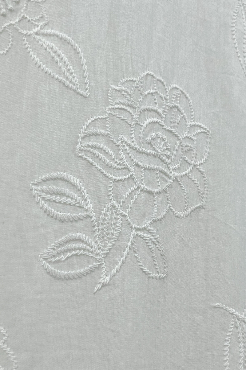 White Handcrafted Straight Cotton Kurta