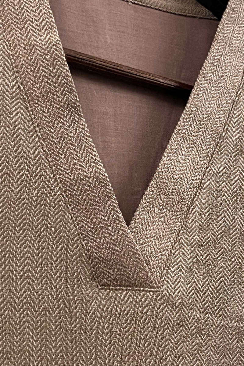Peach Handcrafted Straight Faux Wool Kurta
