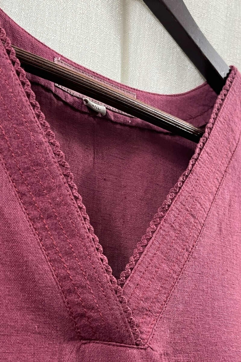 Pink Handcrafted Straight Handloom Cotton Kurta