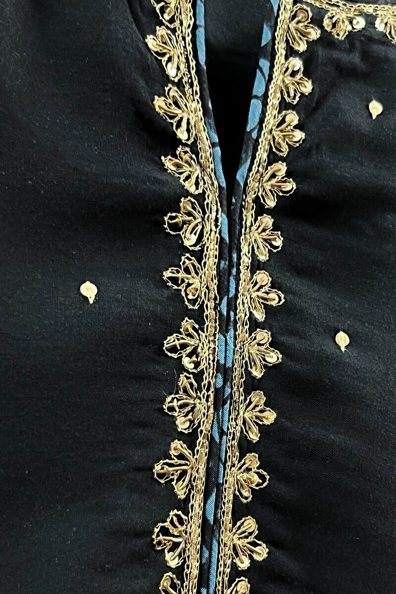 Black Handcrafted Straight Modal Kurta