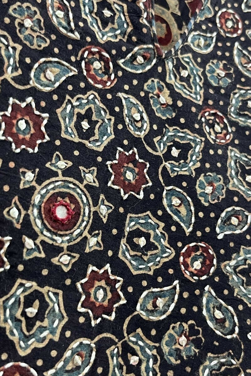 Ajrak Hand Block-Printed Straight Cotton Kurta