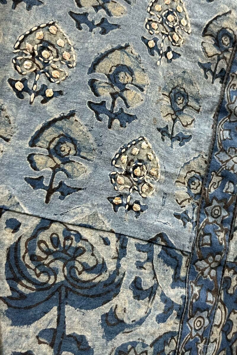 Akola Hand Block-Printed Anarkali Cotton Kurta