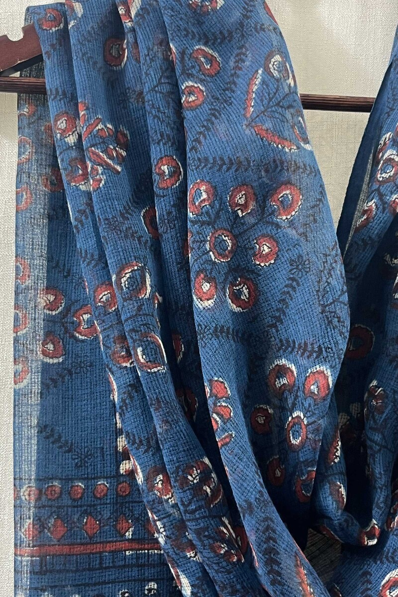 Blue Hand Block-Printed Kota Dupatta