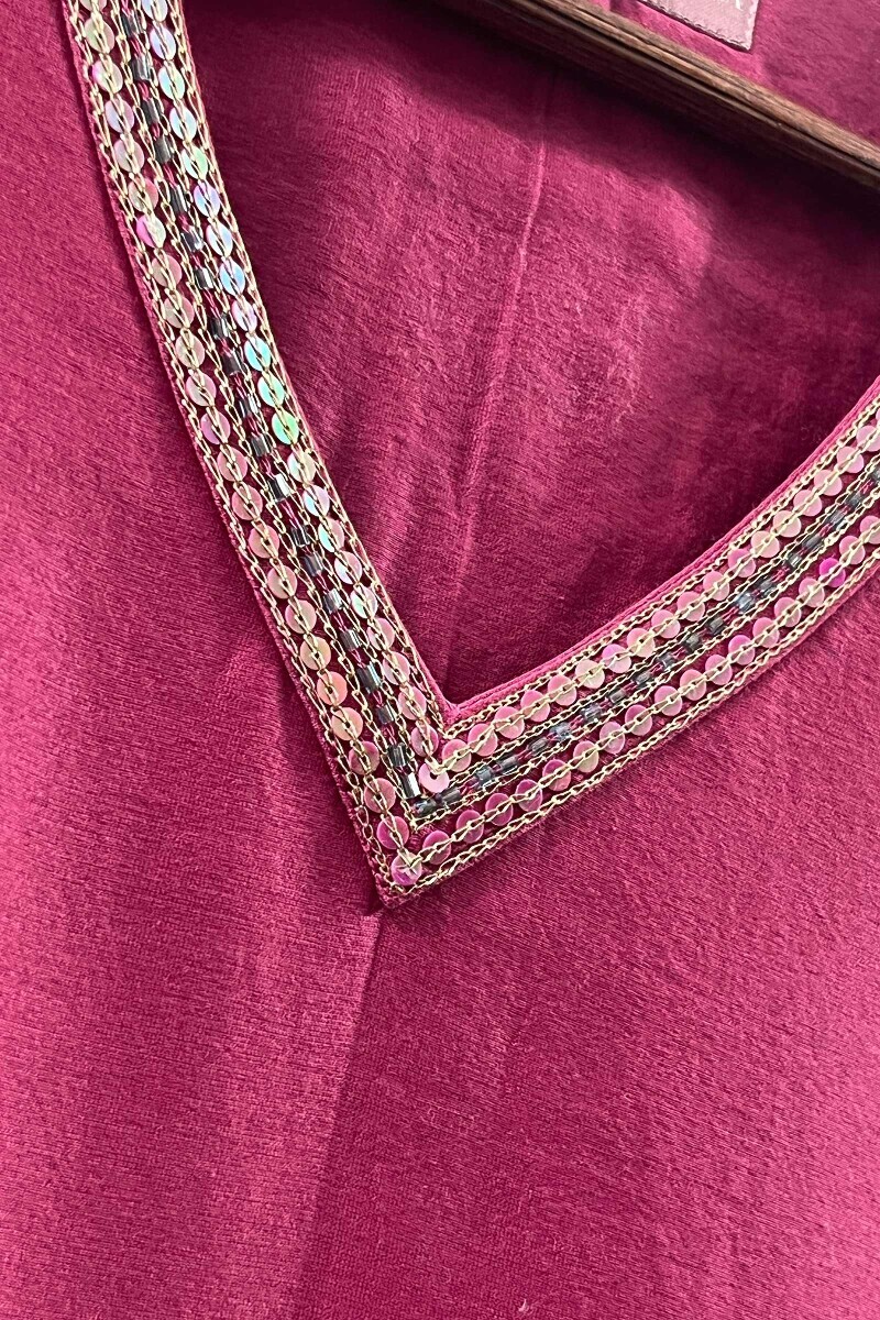Pink Handcrafted Straight Chanderi Kurta