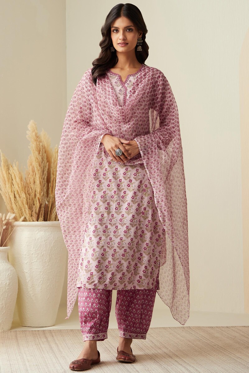 Pink Hand Printed Kota Dupatta