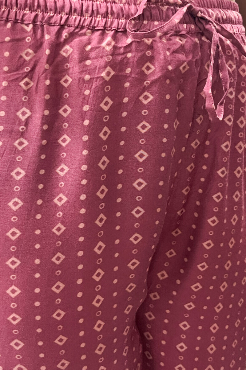 Pink Printed Viscose Izhaar Pants