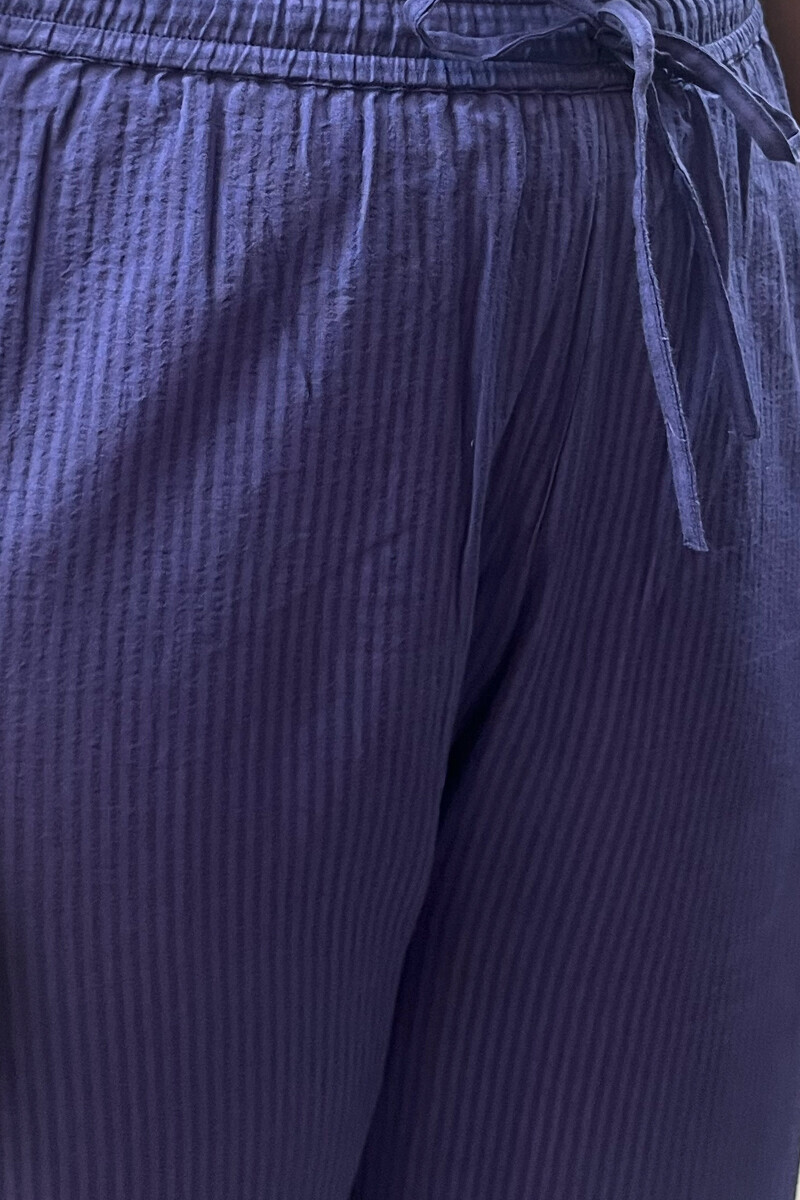 Blue Handcrafted Cotton Dobby Izhaar Pants