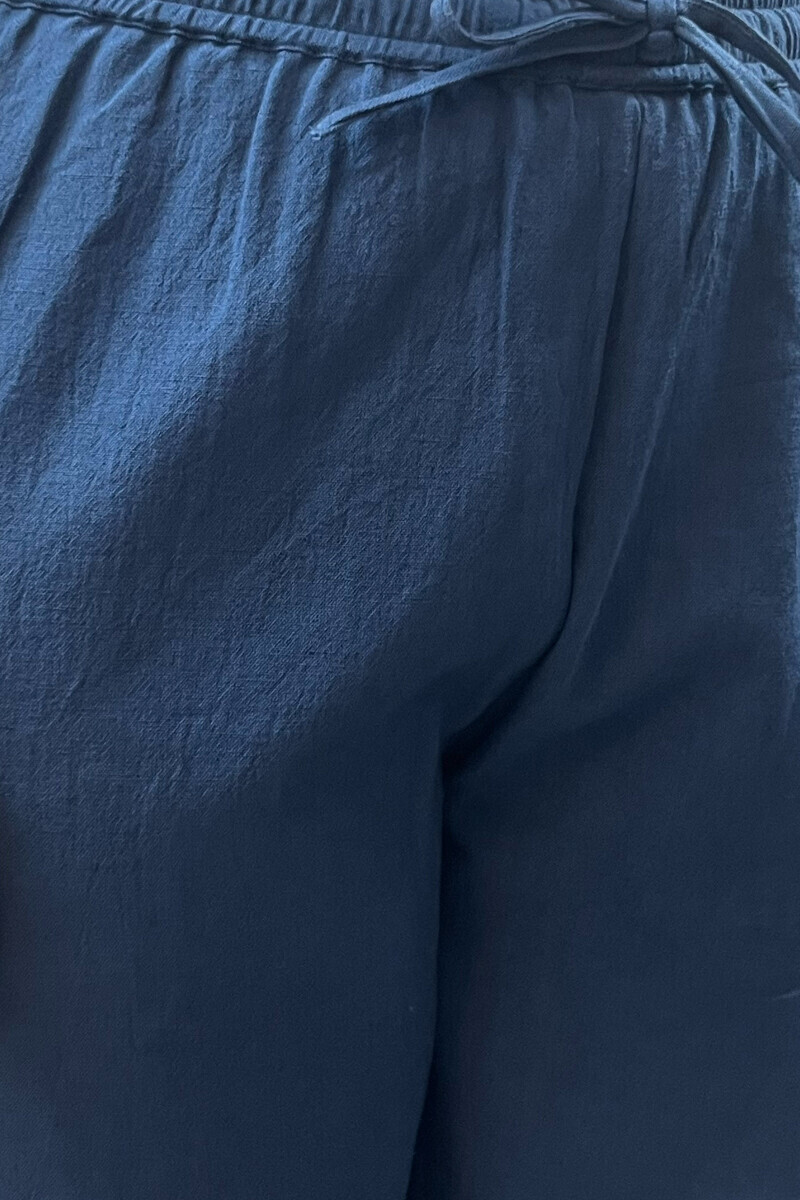 Blue Handcrafted Cotton Flax Izhaar Pants