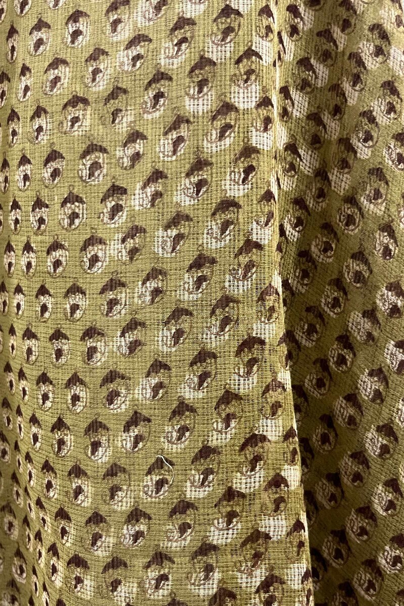 Olive Green Hand Block-Printed Kota Dupatta