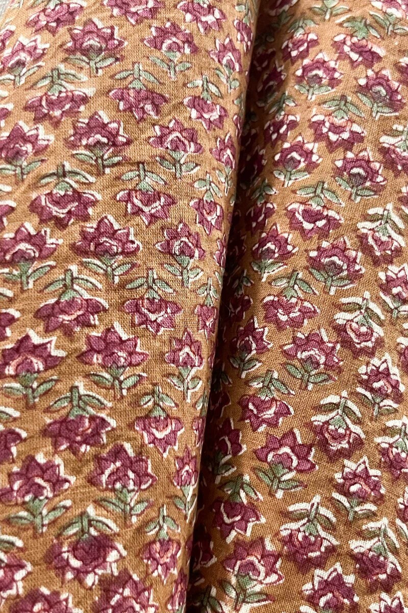 Brown Hand Block-Printed Cotton Mul Dupatta