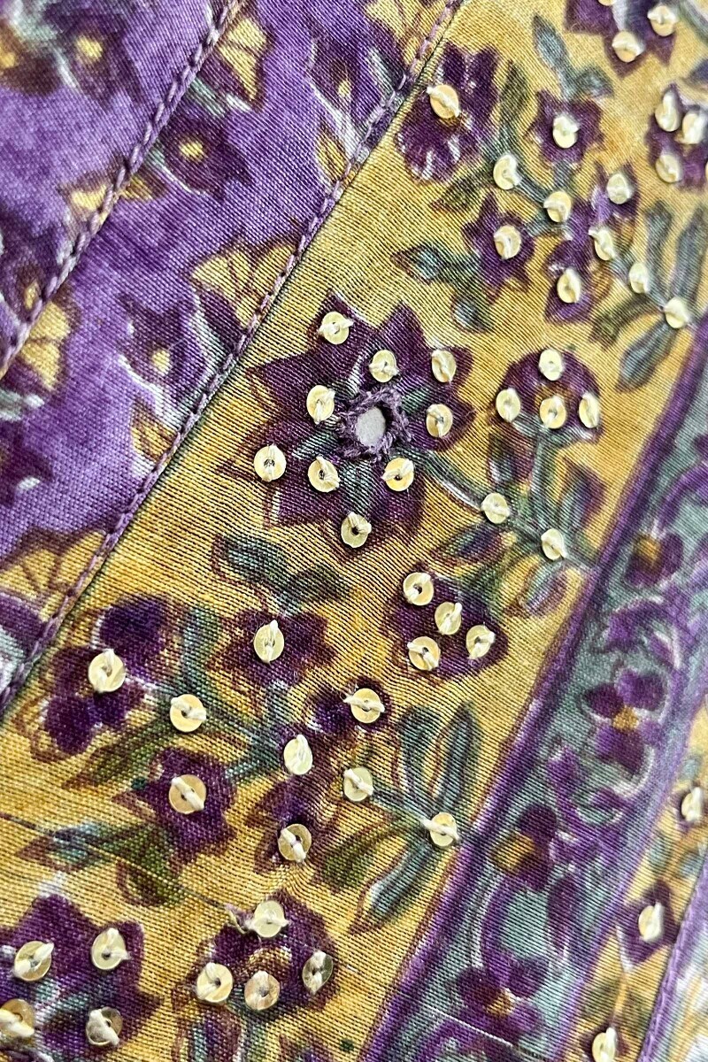 Purple Hand Block-Printed Straight Chanderi Kurta
