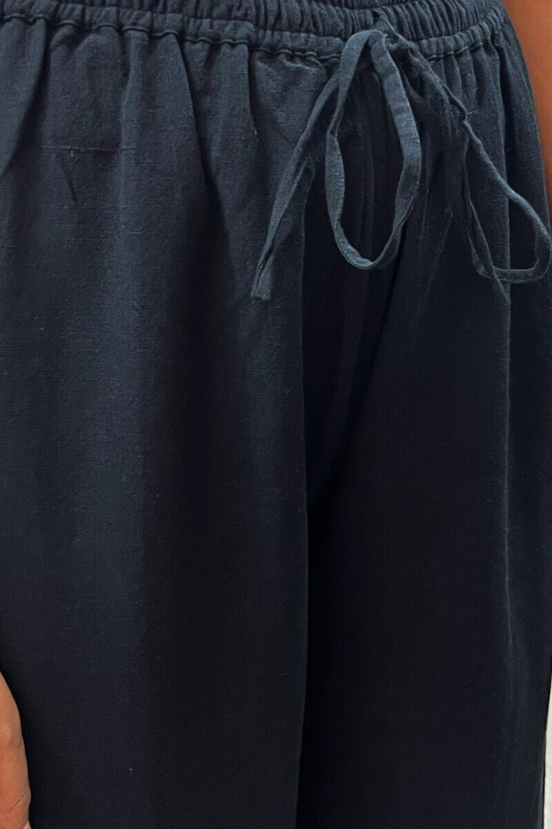 Black Handcrafted Cotton Flax Izhaar Pants