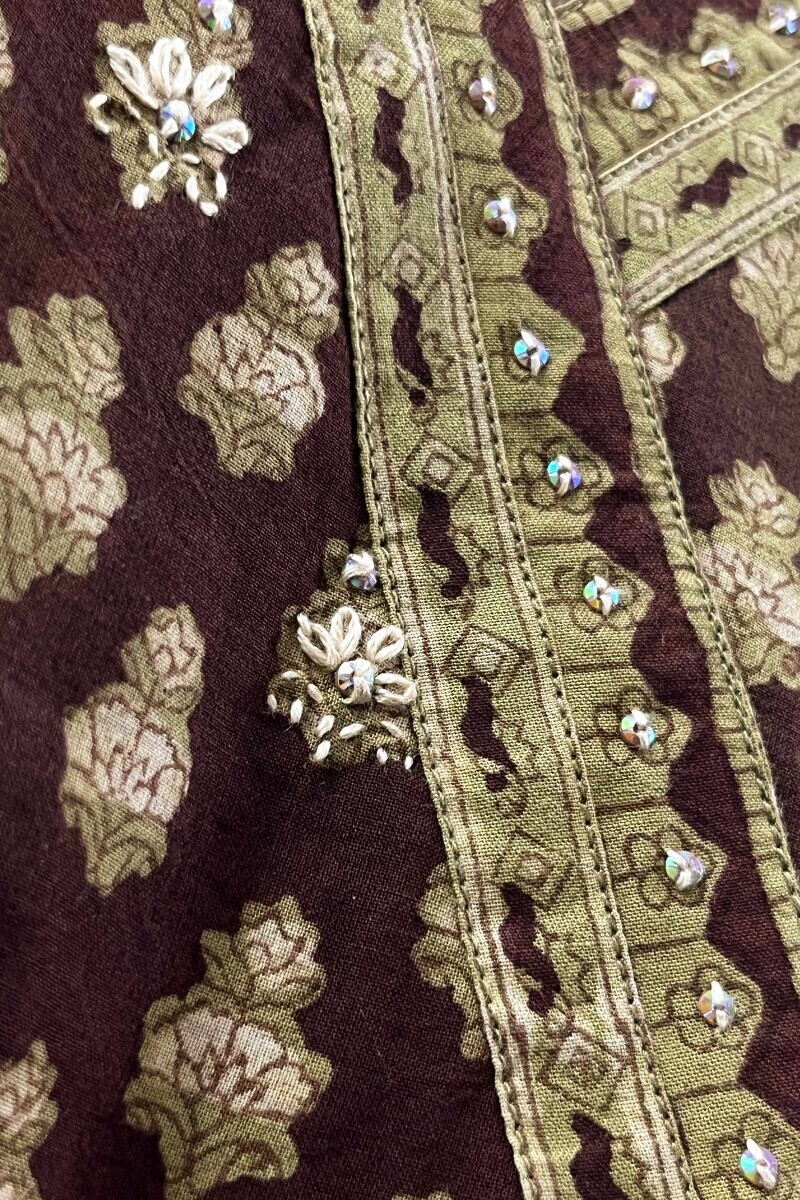 Bagru Hand Block-Printed Angrakha Cotton Kurta