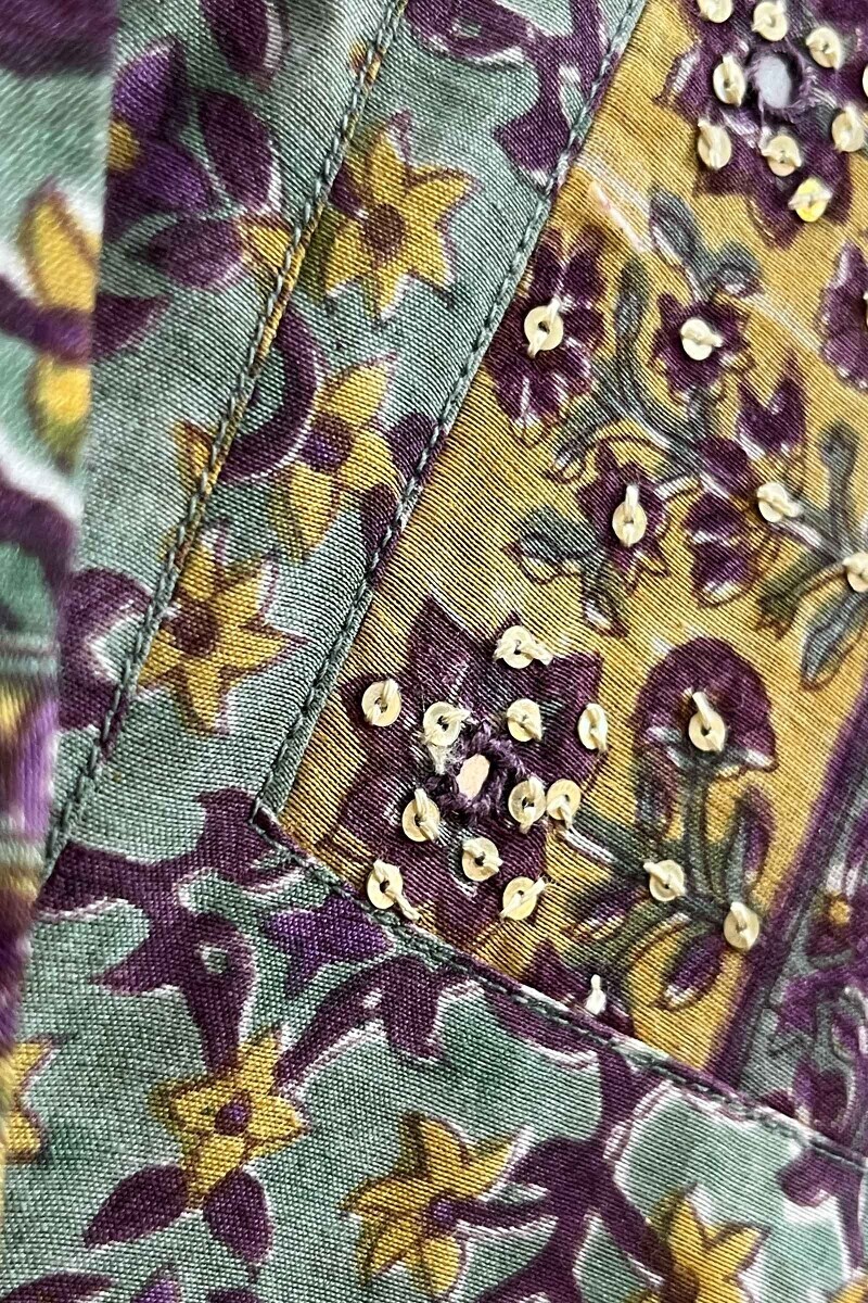 Green Hand Block-Printed Straight Chanderi Kurta