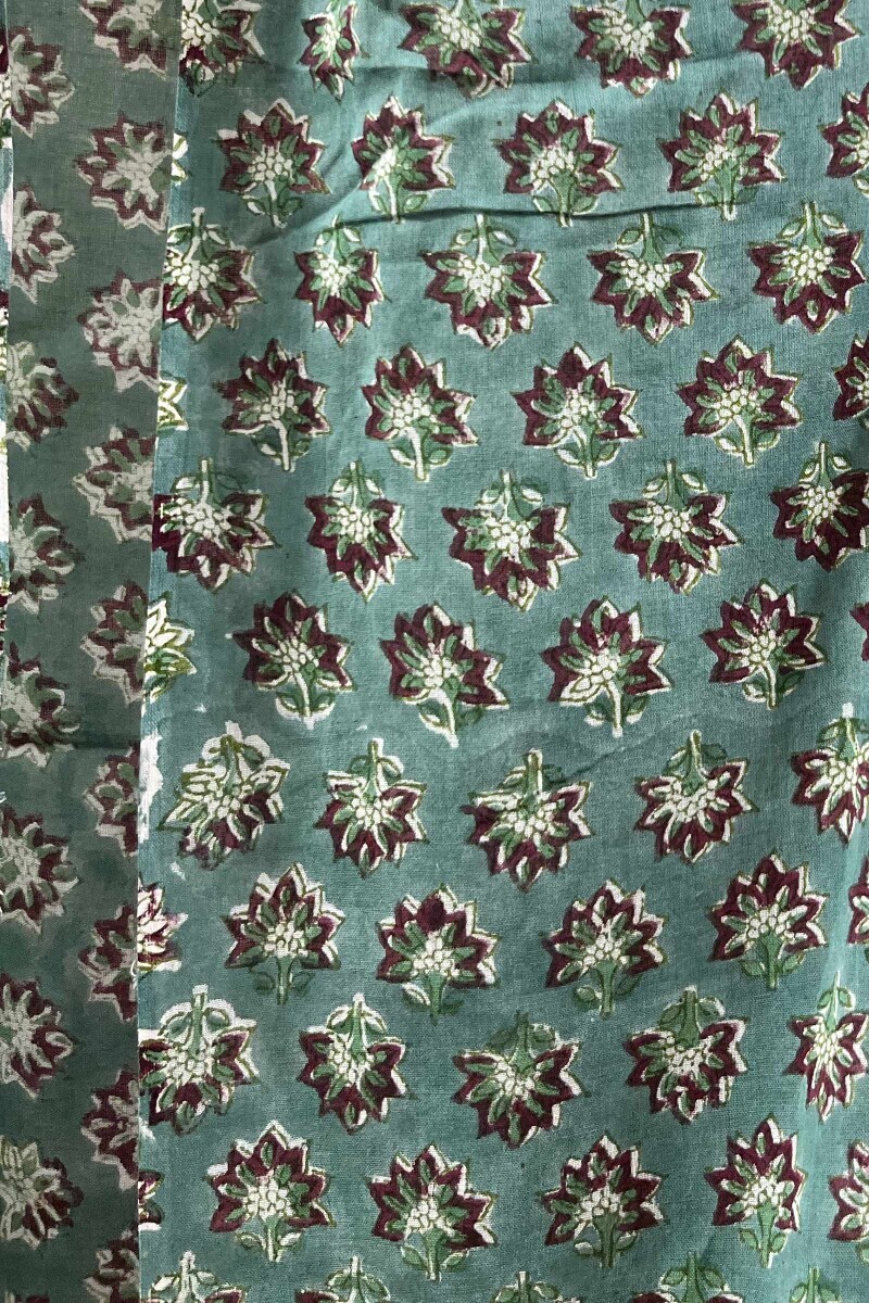 Green Hand Block-Printed Cotton Mul Dupatta