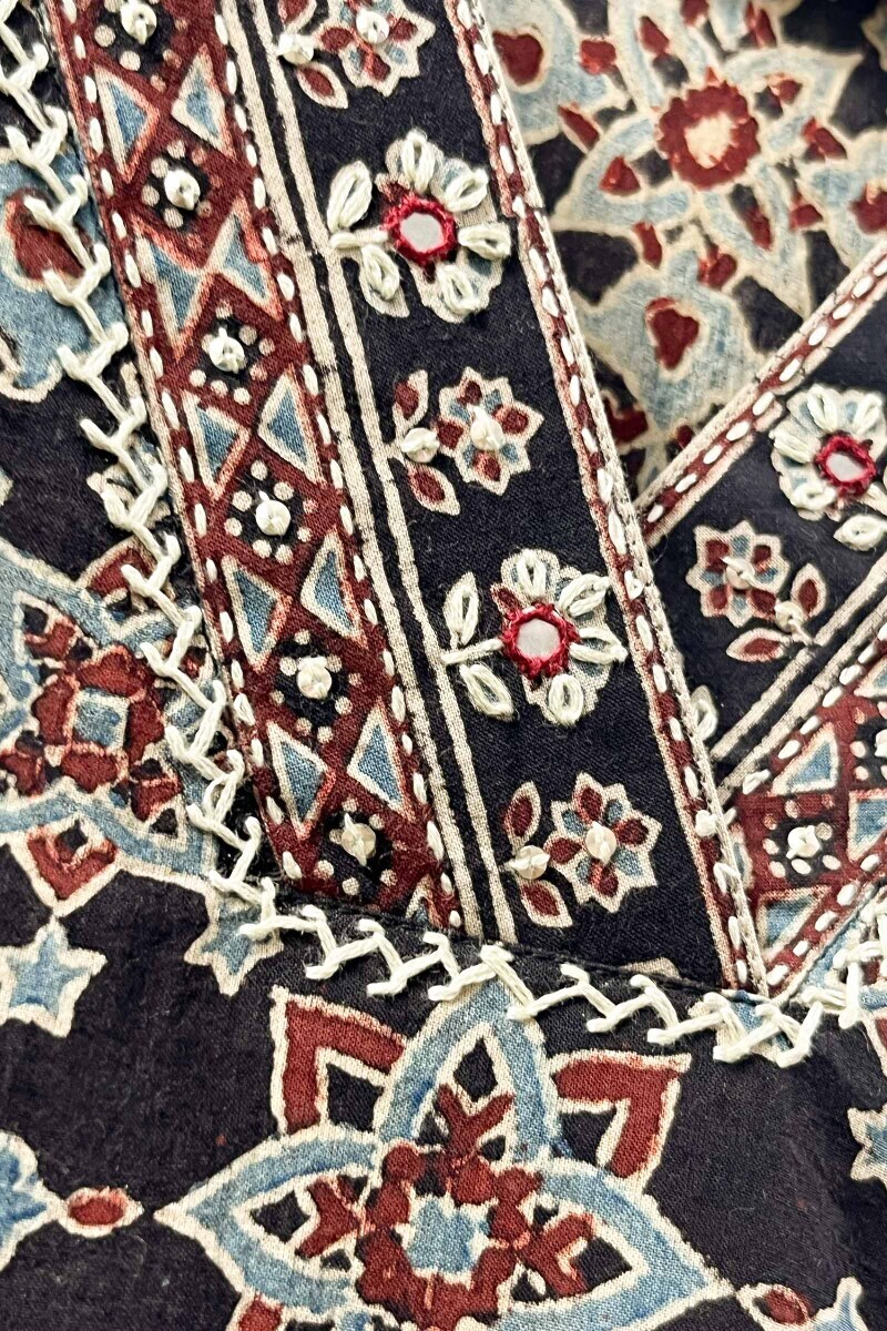 Akola Hand Block-Printed Straight Cotton Kurta