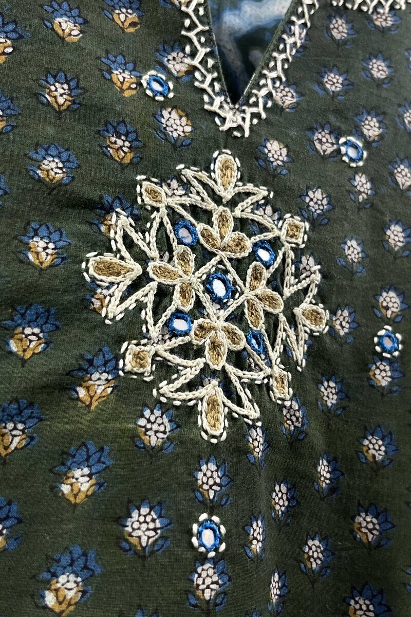 Bagru Hand Block-Printed Straight Cotton Kurta