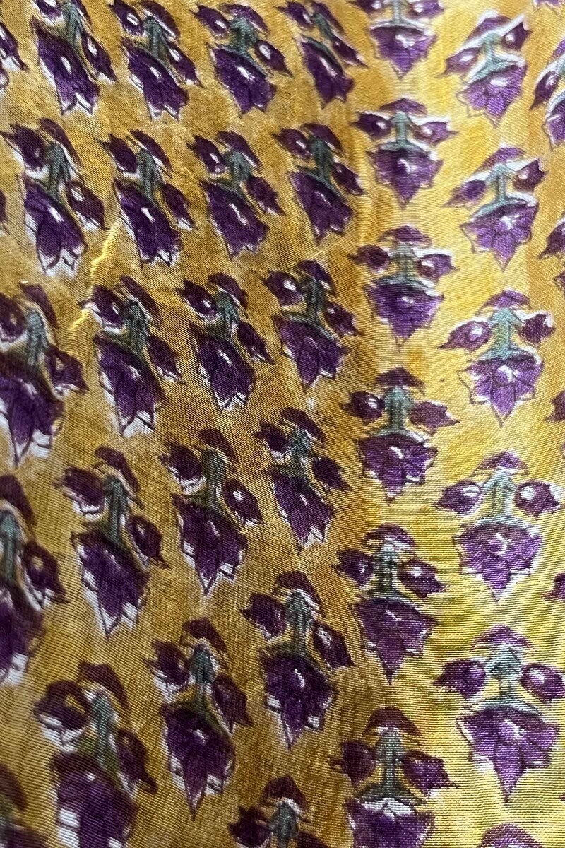 Yellow Hand Block-Printed Cotton Silk Dupatta