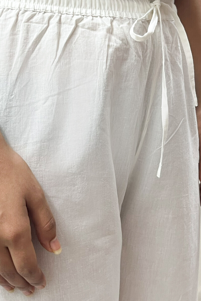 White Handcrafted Cotton Izhaar Pants