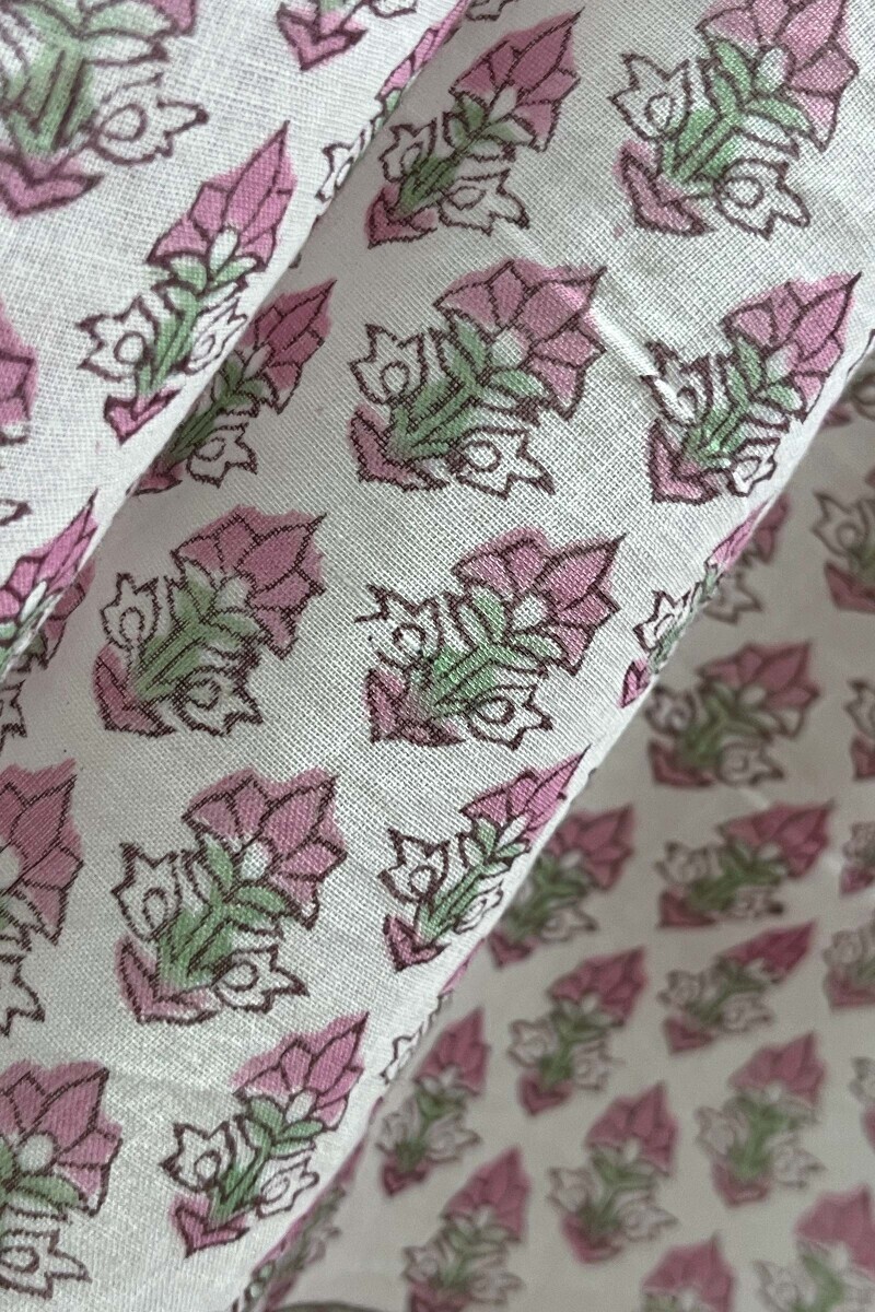 White Hand Block-Printed Cotton Mul Dupatta