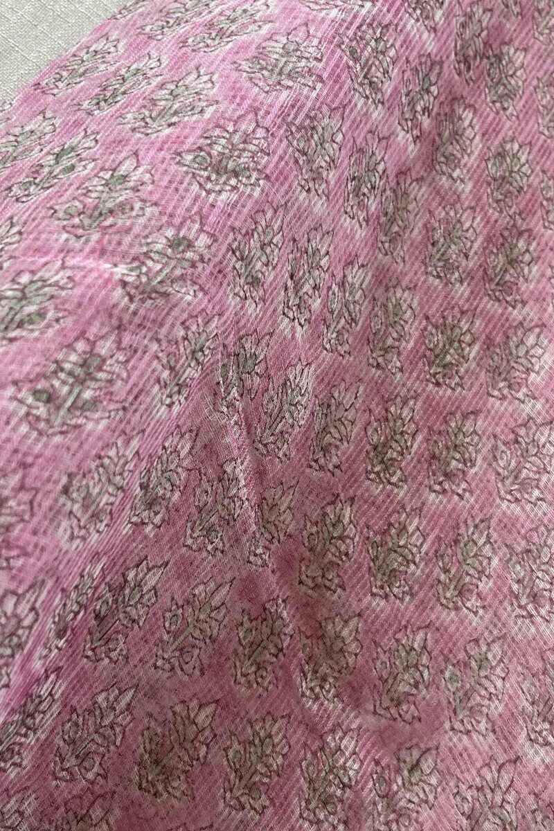 Pink Hand Block-Printed Kota Dupatta