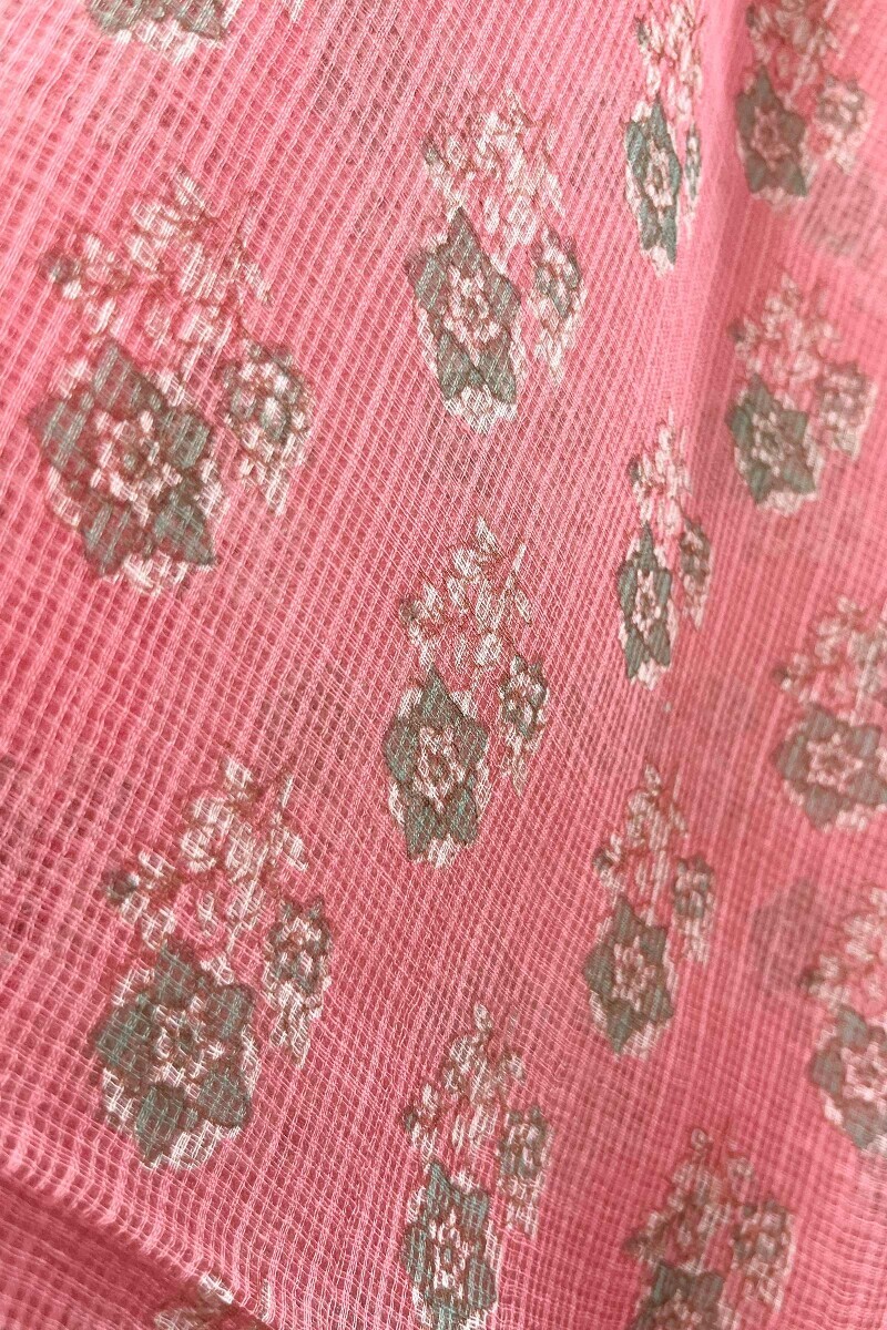 Pink Hand Block-Printed Kota Dupatta