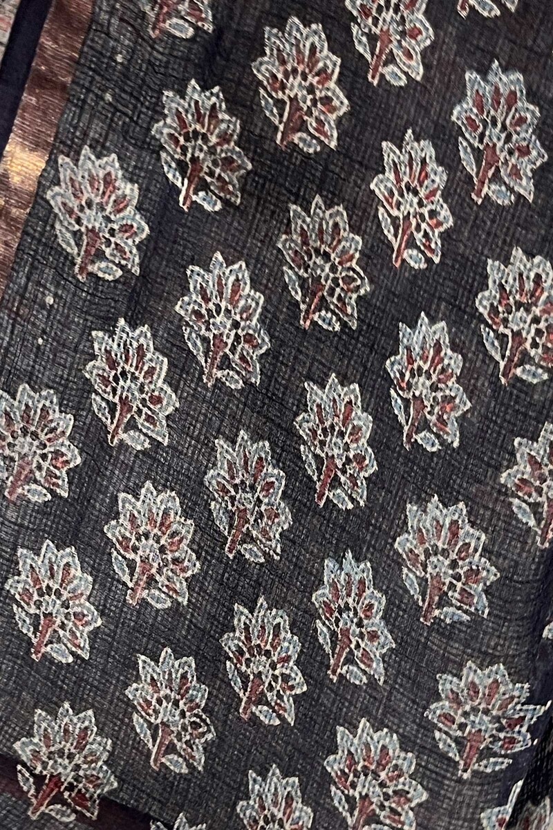 Ajrak Hand Block-Printed Kota Dupatta