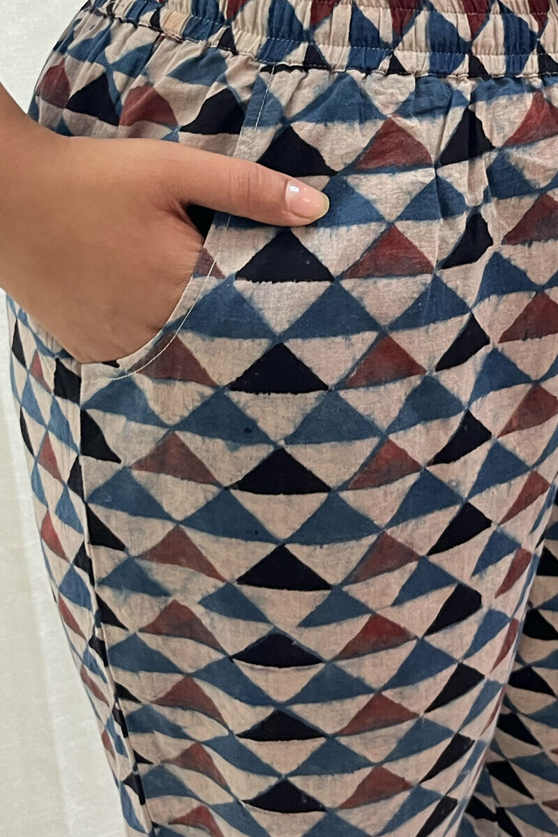 Ajrak Hand Block-Printed Cotton Narrow Pants